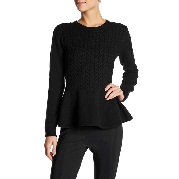 Ted Baker London Mereda Cable Knit Peplum Sweater Black Size TB 1 - US 0-2 XS SM